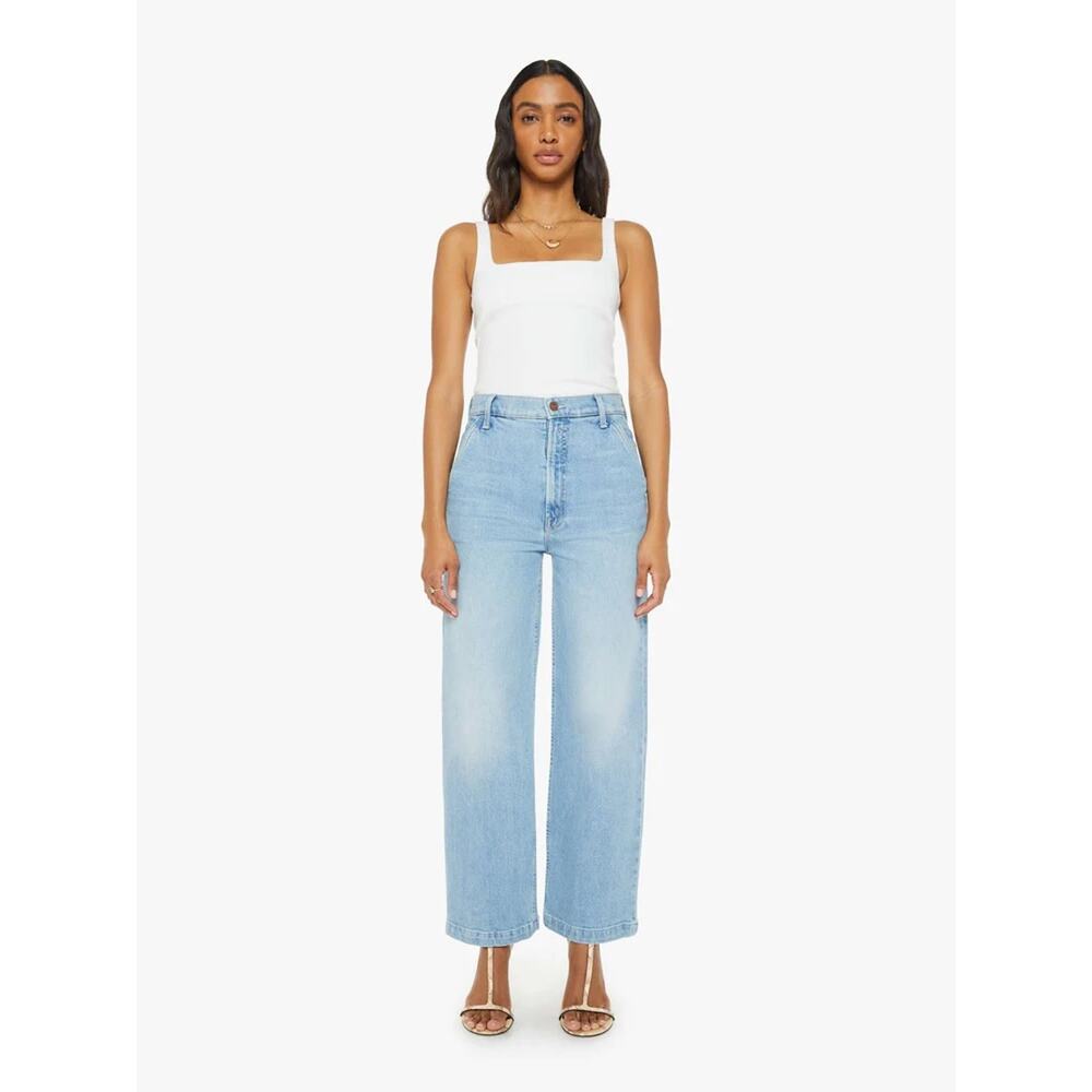 MOTHER Jeans Stud Finder Flood Cargo Denim Cowboy Blue High Rise Size 26 NWT